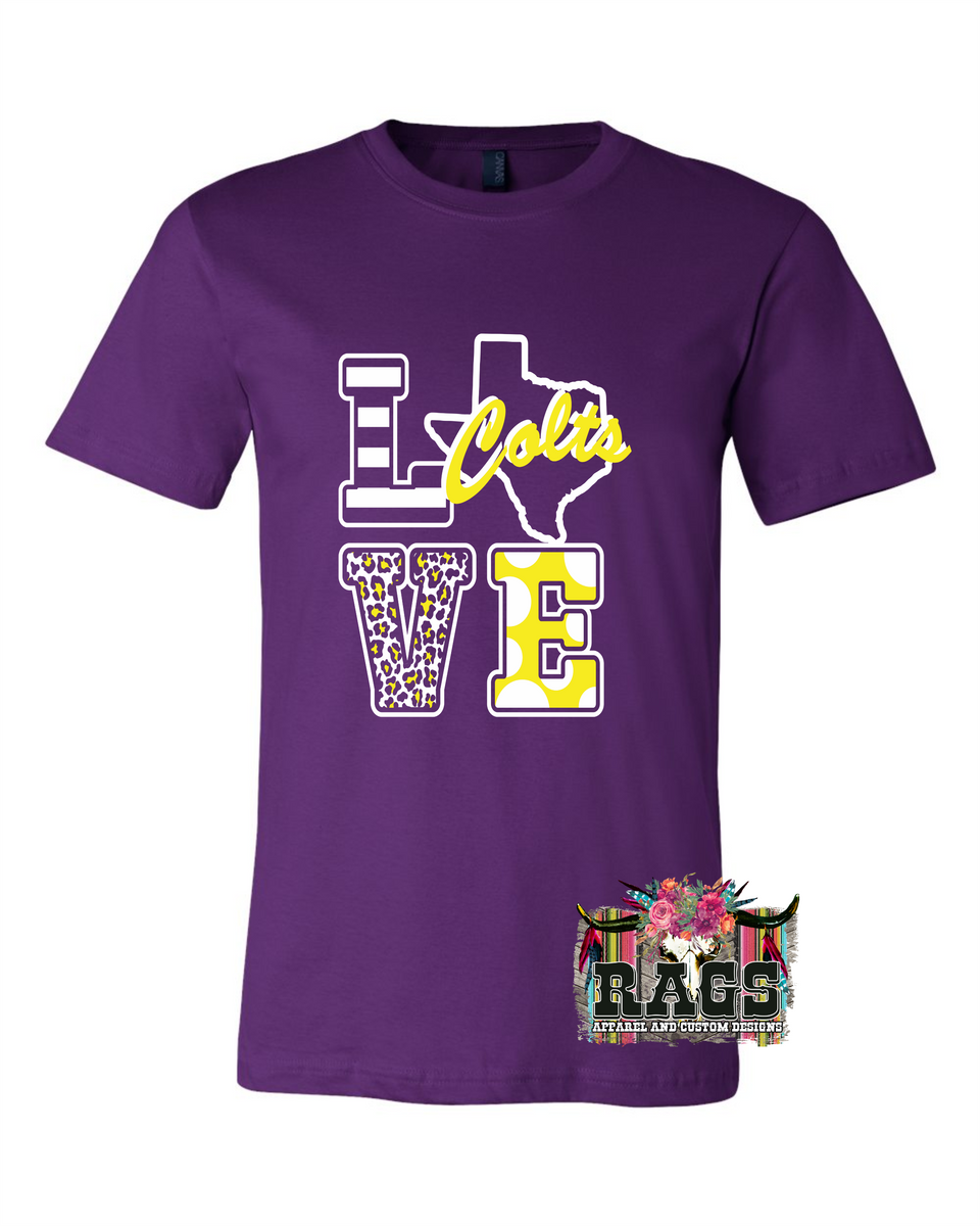 Creekview Middle School Colts Love Shirt – RAGS Apparel & Custom Designs