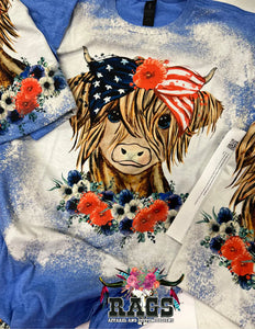 American Highland Cow Bleach Tee