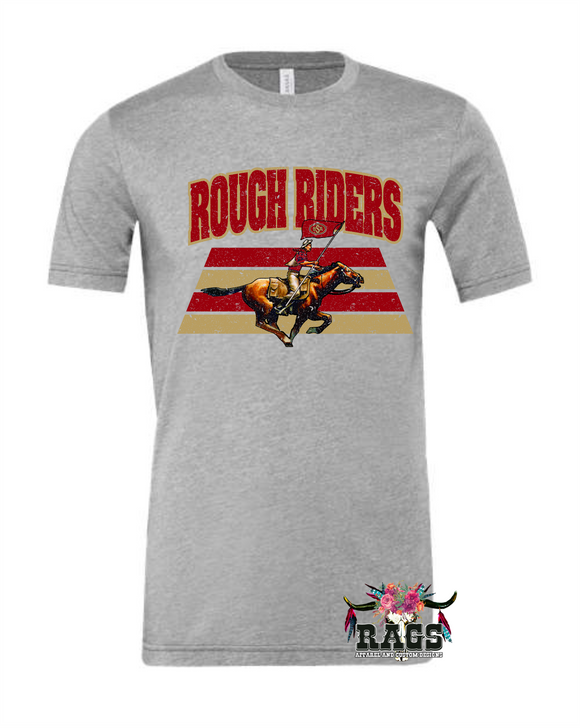 Rough Riders Distressed Logo On Bella Sport Grey