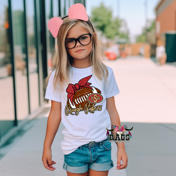 Rough Riders Football Glitter Youth Tee