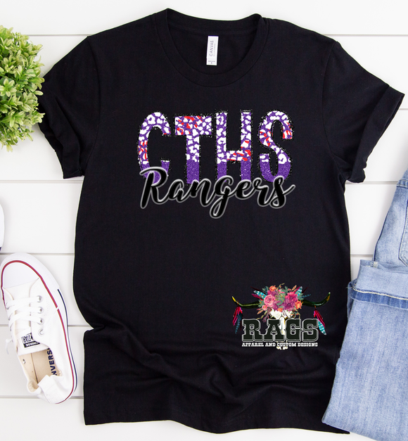 CTHS Leopard Baseball Stitching Bella Tee