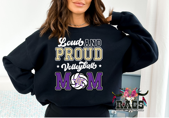 Loud And Proud Volleyball Mom Black Crewneck