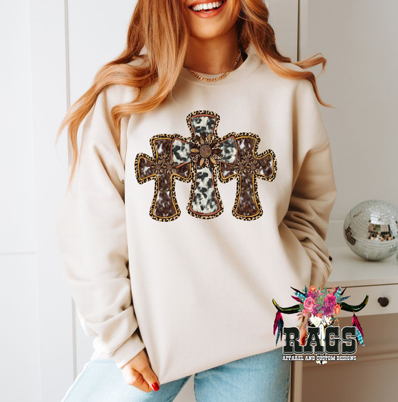 Cowhide Cross Crewneck