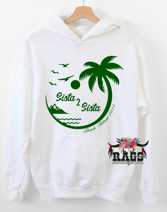 Beach Retreat 2024 White Hoodie