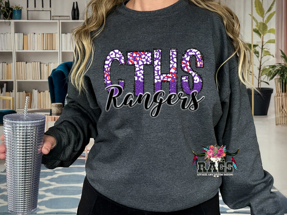 CTHS Leopard Baseball Stitching Crewneck