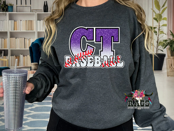 CT Baseball Glitter Faux Crewneck