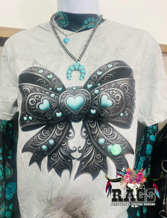 Turquoise Bow Comfort Color Tee