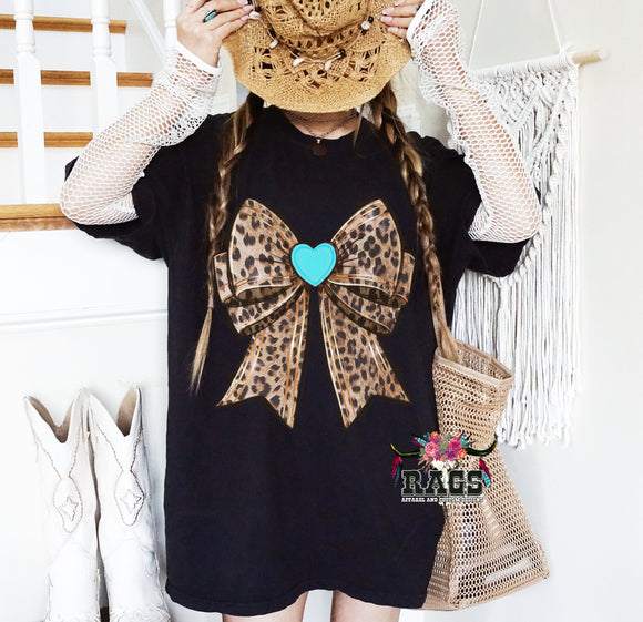 Leopard Coquette Bow Comfort Color Tee