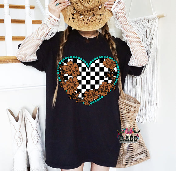 Heart Checkered Comfort Color Tee