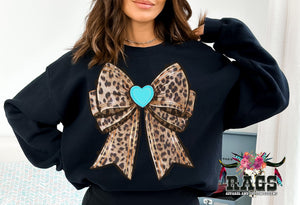 Leopard Coquette Bow Crewneck