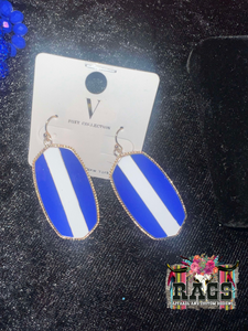 Blue White Striped Earrings