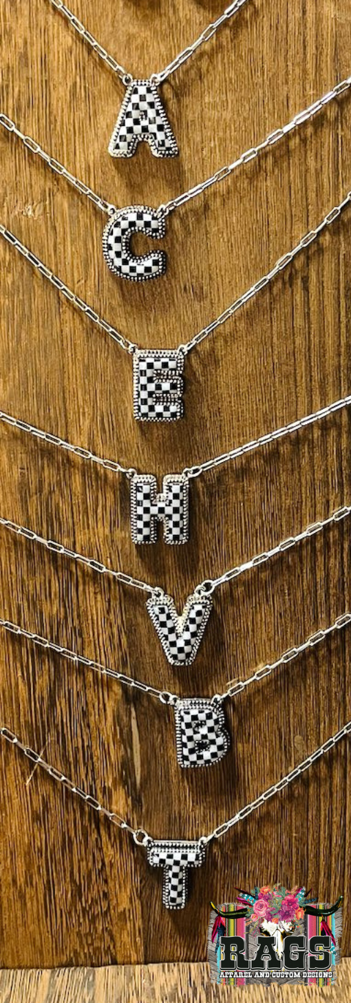 Initial Checkered Necklace