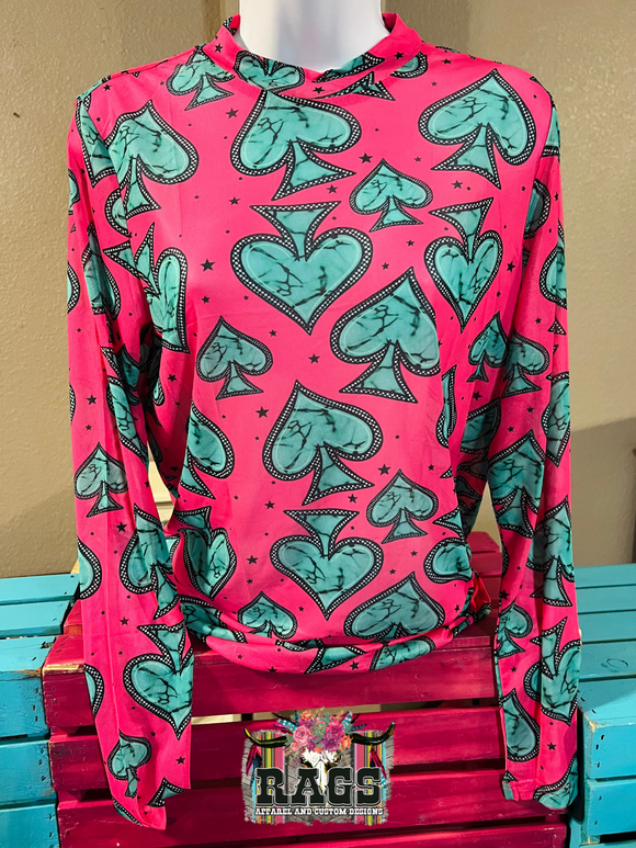 Fuchsia Turquoise Poker Mesh Top