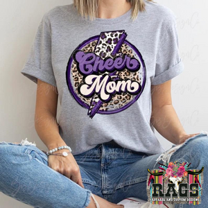 Purple Cheer Mom Leopard Tee