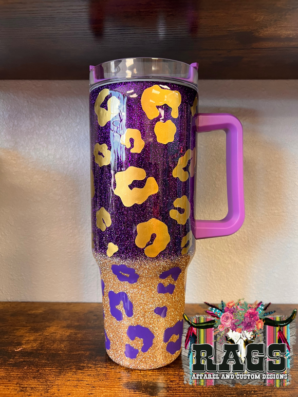 Purple & Gold Leopard 40oz. Epoxy Tumbler