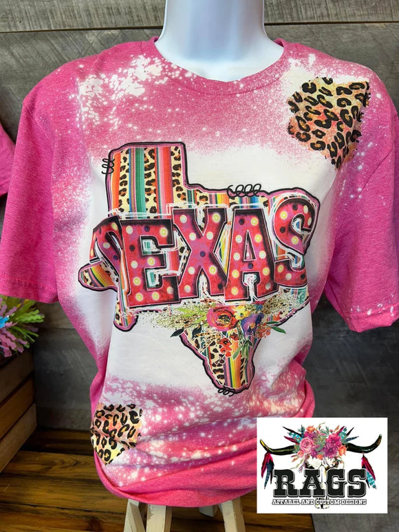 Pink TX Leopard Bleach Tee