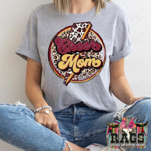 Maroon Cheer Mom Leopard Tee