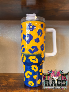 Yellow Gold & Blue Leopard 40oz. Epoxy Tumbler