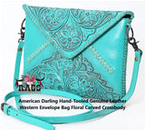 American Darling Turquoise Envelope Hand Tooled Purse