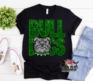 Bulldogs Embroidery Sequin Faux Tee