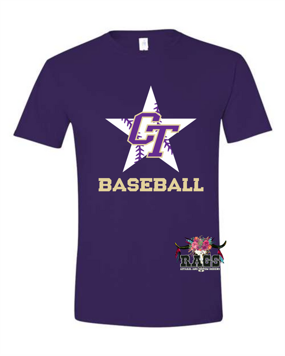 CT Baseball Purple Gildan Tee