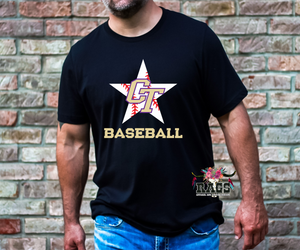 CT Baseball Stitching Gildan Tee