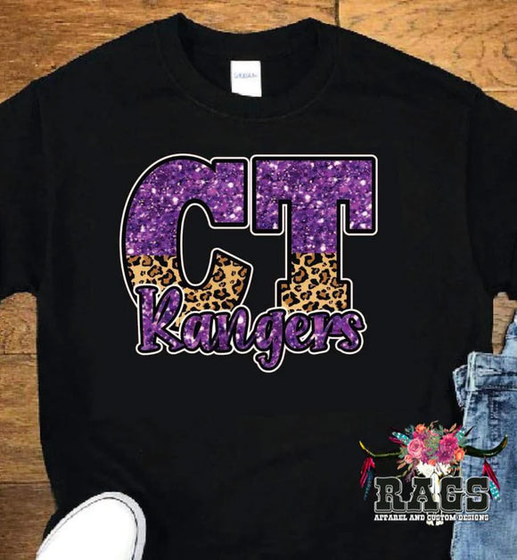 CT Purple Rangers Glitter Cheetah Bella Tee